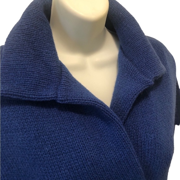 VTG Rosanna Shetland Wool Knit Double Breasted Cardigan Sweater Sz S Blue Cozy - Picture 3 of 8